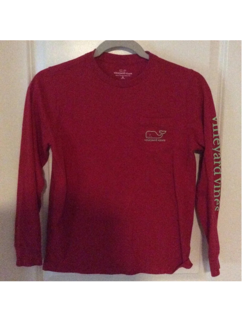 Unisex Vineyard Vines Long Sleeve Tee M Red Green